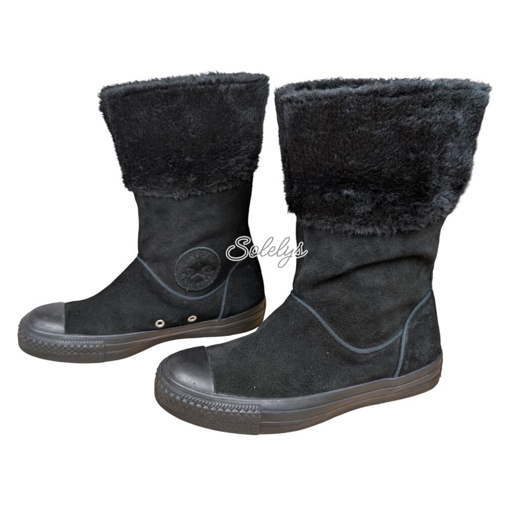 Converse CTAS 2011 Andover XHI Calf High Black Suede Leather Foldover Boot 7 - Picture 5 of 10